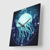 Glowing Jellyfish Ocean Marine Life Beach Sea Life スクエア壁時計 (傾斜)