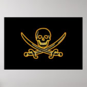 Glowing Jolly Roger Pirate Flag ポスター (正面)