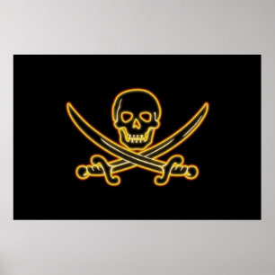 Glowing Jolly Roger Pirate Flag ポスター