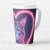 Glowing Kitty Love Art | Romantic Pet Lover Gift カフェラテマグ (右アングル)