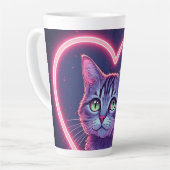 Glowing Kitty Love Art | Romantic Pet Lover Gift カフェラテマグ (左アングル)