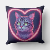 Glowing Kitty Love Art | Romantic Pet Lover Gift クッション (裏面)