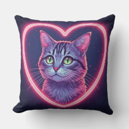 Glowing Kitty Love Art | Romantic Pet Lover Gift クッション