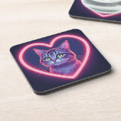 Glowing Kitty Love Art | Romantic Pet Lover Gift コースター (左側)