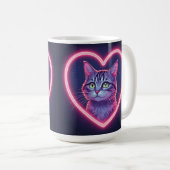Glowing Kitty Love Art | Romantic Pet Lover Gift コーヒーマグカップ (正面右)
