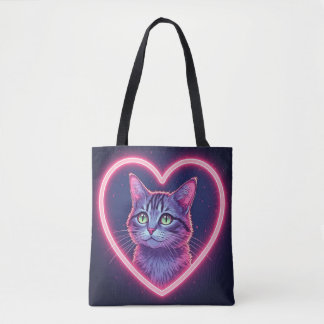 Glowing Kitty Love Art | Romantic Pet Lover Gift トートバッグ