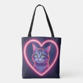 Glowing Kitty Love Art | Romantic Pet Lover Gift トートバッグ (裏面)