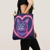 Glowing Kitty Love Art | Romantic Pet Lover Gift トートバッグ (クローズアップ)