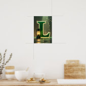 Glowing Letter L Wall Art for Kids Rooms ポスター (キッチン)