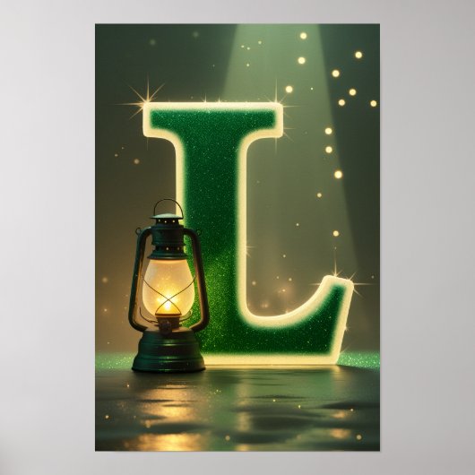 Glowing Letter L Wall Art for Kids Rooms ポスター (正面)