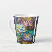 Glowing Lotus Flowers Trio カフェラテマグ (左アングル)