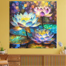 Glowing Lotus Flowers Trio