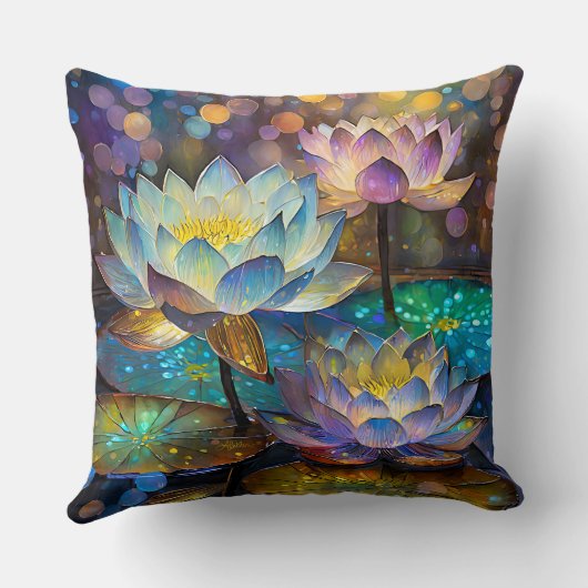 Glowing Lotus Flowers Trio クッション (裏面)