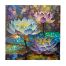 Glowing Lotus Flowers Trio
