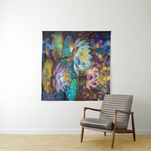 Glowing Lotus Flowers Trio タペストリー (インサイチュ(横))