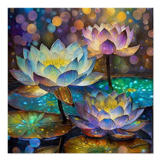 Glowing Lotus Flowers Trio ポスター (正面)