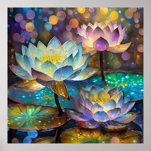 Glowing Lotus Flowers Trio ポスター (正面)