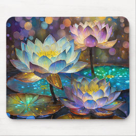 Glowing Lotus Flowers Trio マウスパッド