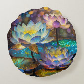 Glowing Lotus Flowers Trio ラウンドクッション (裏面)