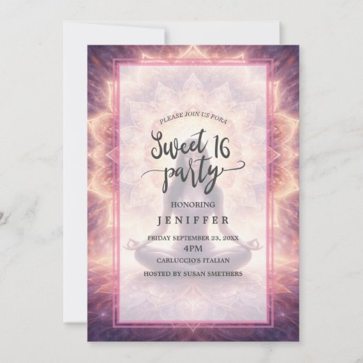 Glowing Mandala Meditation Woman 招待状 (正面)