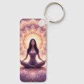 Glowing Mandala Meditation Woman Custom Name       キーホルダー (裏面)