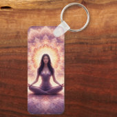 Glowing Mandala Meditation Woman Custom Name       キーホルダー (裏面)