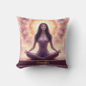 Glowing Mandala Meditation Woman Custom Name       クッション (正面)