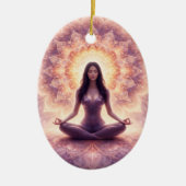 Glowing Mandala Meditation Woman Custom Name       セラミックオーナメント (正面)
