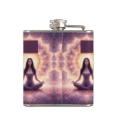 Glowing Mandala Meditation Woman Custom Name フラスク (裏面)