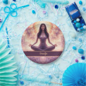 Glowing Mandala Meditation Woman Custom Name       ペーパープレート (パーティー)