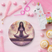 Glowing Mandala Meditation Woman Custom Name       ペーパープレート (パーティー)