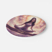 Glowing Mandala Meditation Woman Custom Name       ペーパープレート (アングル)