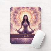Glowing Mandala Meditation Woman Custom Name       マウスパッド (マウス)
