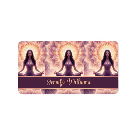 Glowing Mandala Meditation Woman Custom Name       ラベル (正面)