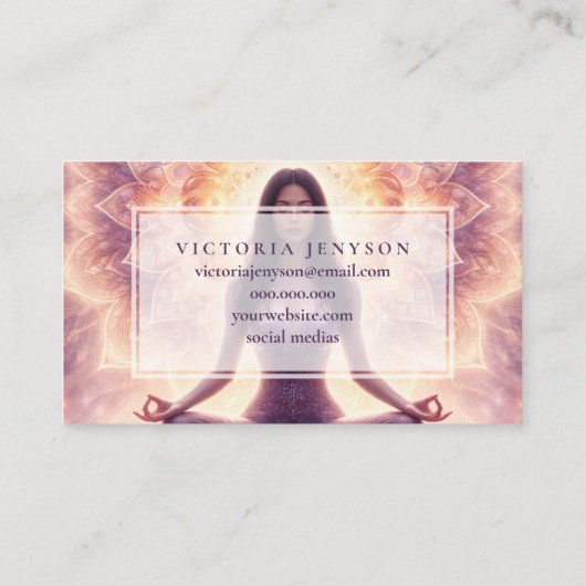 Glowing Mandala Meditation Woman Custom Name       名刺 (裏面)
