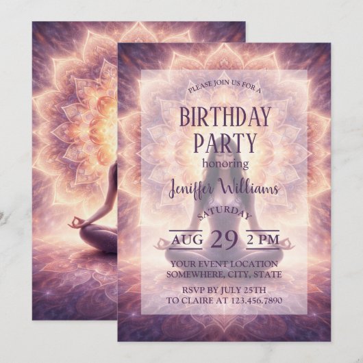 Glowing Mandala Meditation Woman Custom Name       招待状 (正面/裏面)