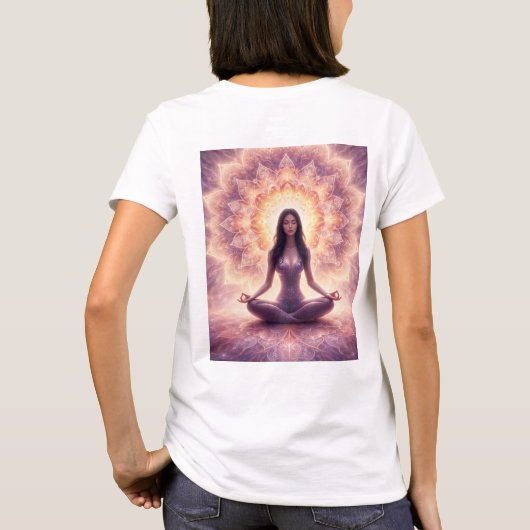 Glowing Mandala Meditation Woman Tシャツ (裏面)