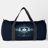 Glowing Medical Heartbeat Pulse EMT Design ダッフルバッグ (正面)
