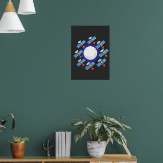 Glowing Moon Orb with Satellite Ring | Cosmic ポスター