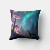 Glowing Mushroom Forest Fox Fantasy Art クッション (裏面)