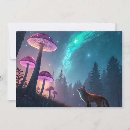 Glowing Mushroom Forest Fox Fantasy Art シーズンカード (正面)