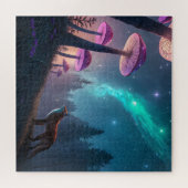 Glowing Mushroom Forest Fox Fantasy Art ジグソーパズル (横)