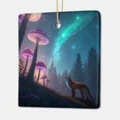 Glowing Mushroom Forest Fox Fantasy Art セラミックオーナメント (左)