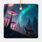 Glowing Mushroom Forest Fox Fantasy Art セラミックオーナメント (裏面)