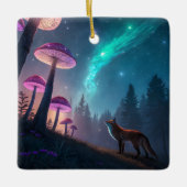 Glowing Mushroom Forest Fox Fantasy Art セラミックオーナメント (正面)