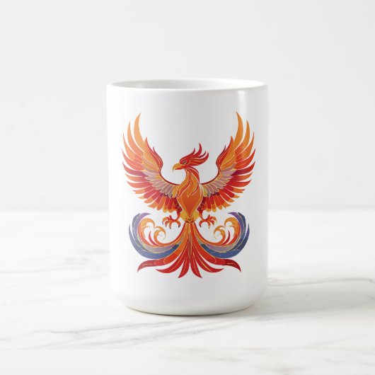Glowing mythological Fantasy Phoenix Bird コーヒーマグカップ (中央)