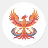 Glowing mythological Fantasy Phoenix Bird ラウンドシール (正面)