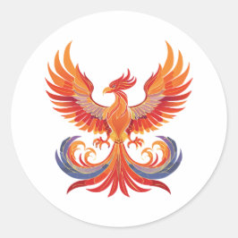 Glowing mythological Fantasy Phoenix Bird ラウンドシール
