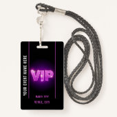 Glowing neon pink/purple VIP all access event バッジ (裏面ランヤード)