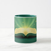 Glowing Open Quran Islamic Mug – Spiritual Green マグカップ (中央)
